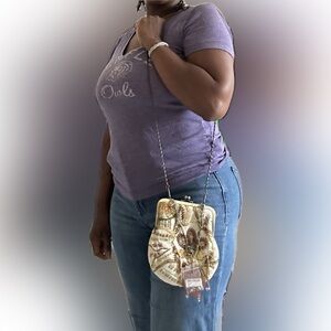 Sequins Frame Purse w Crossbody and Handle Beaded Chain strap